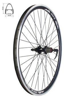  Aluminum Rear Bicycle Wheel 26", cassette 7 rows,  rim cone, black