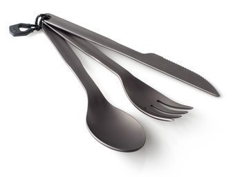 GSI Outdoors Halulite Cutlery Set - anodized aluminum
