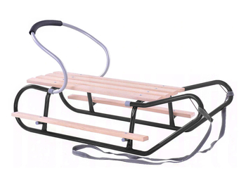 Metal children's sledge with pulling rope and back rest 100 cm
