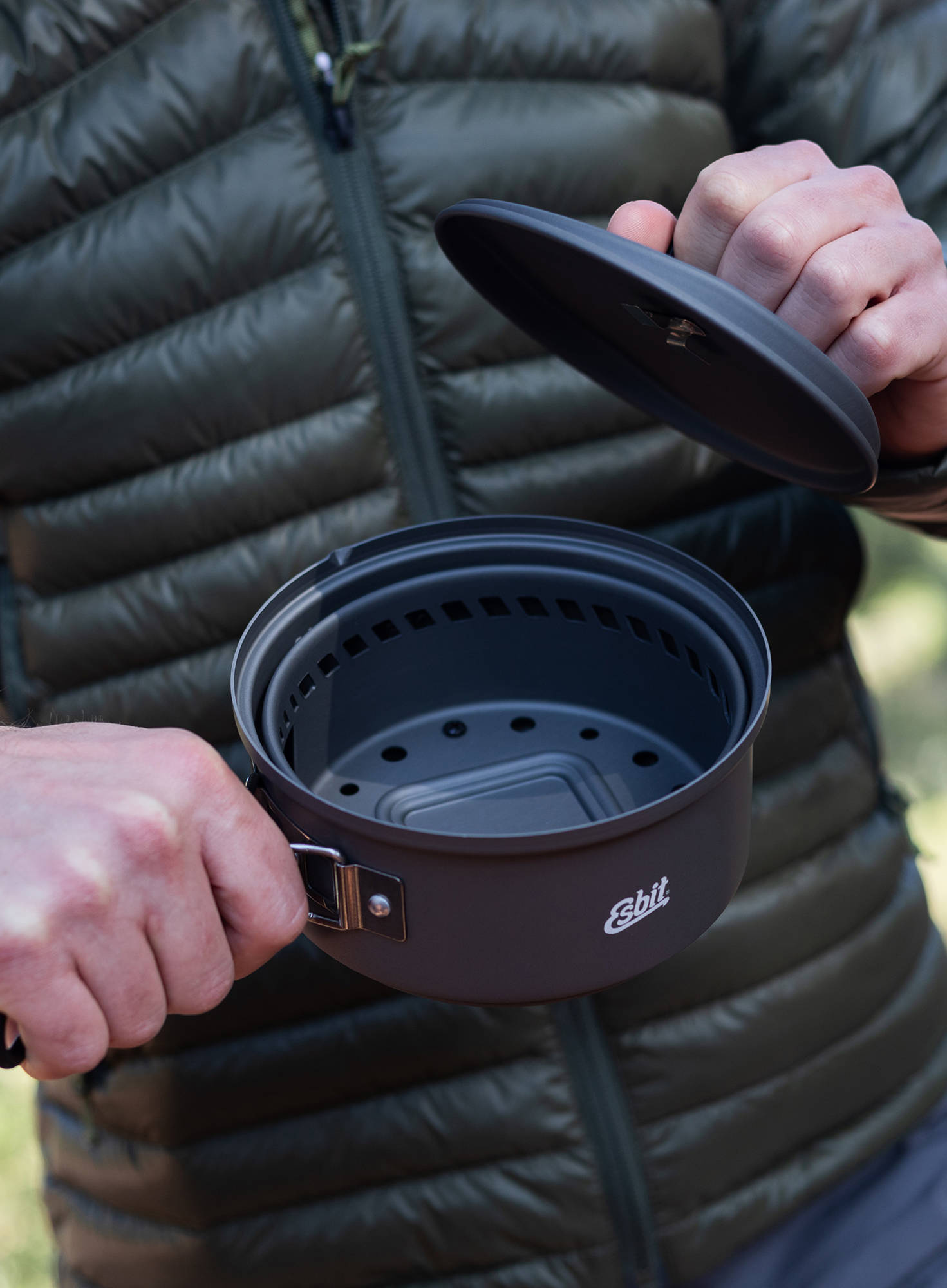 Esbit Solid Fuel Cookset 1000 Camping Equipment Camping and Hiking Camp Cookware Zestawy