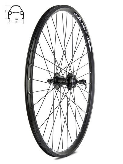 Front Bicycle Wheel 26" Black Disc Brake compatible Aluminium Black