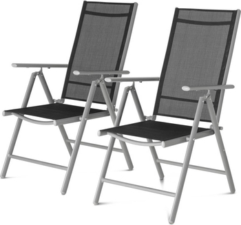 909 Outdoor - Tuinstoelen - Set van 2 - Verstelbare Rugleuning - Inklapbaar - Zitstoelen - Aluminium en Textileen - 69 x 56 x 106 cm