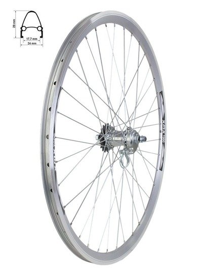 Aluminum Rear Bicycle Wheel 28, rim cone Arriv, coaster hub Favorit