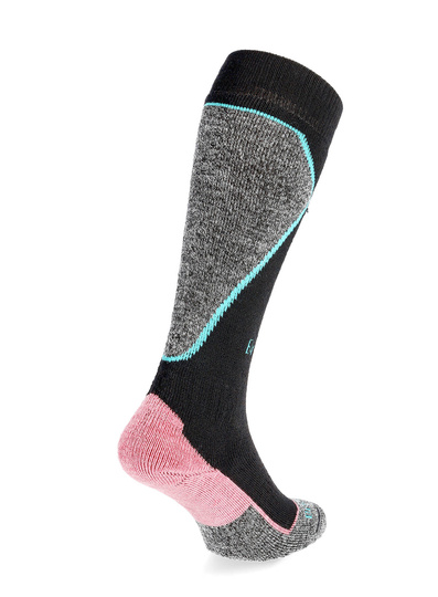 Damen Skisocken Bridgedale Ski Mid+ Merino P Pattern - schwarz/koralle
