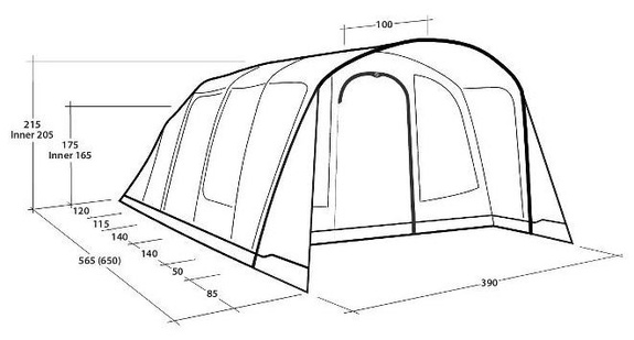 6 - person Tent  Outwell Moonhill 6 Air - blue