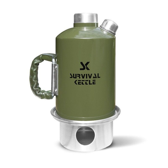 Survival Kettle 1.2 L Green Camping Kettle Carry Bag Leather Handle