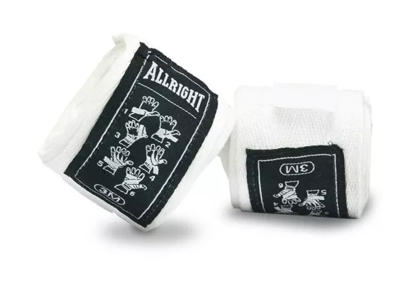 Allright Boxing hand wraps - White, 3m