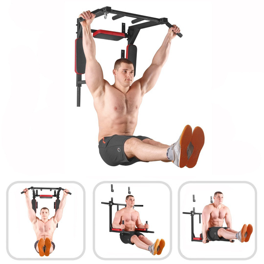 Pull Up Bar Dip Bar 2in1 Wall Mounted Home Gym Cross Fit Multi Grip Steel