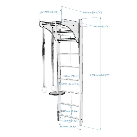 BenchK 112 gymnastic wall bar for kids