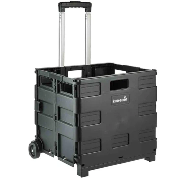 Keeeper Olli Foldable Shopping Trolley 65 Litre with 2 Wheels - Black