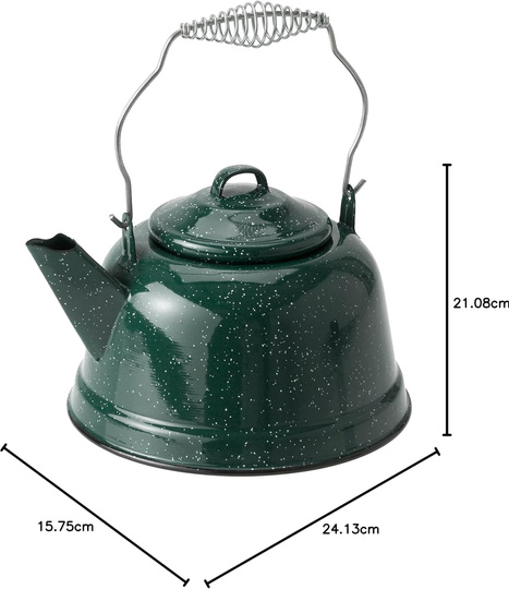 GSI Outdoors Tea Kettle | Enameled Steel 10 Cup Tea Kettle for Outdoor Cooking, Camping, Cabin and Home Kitchen
