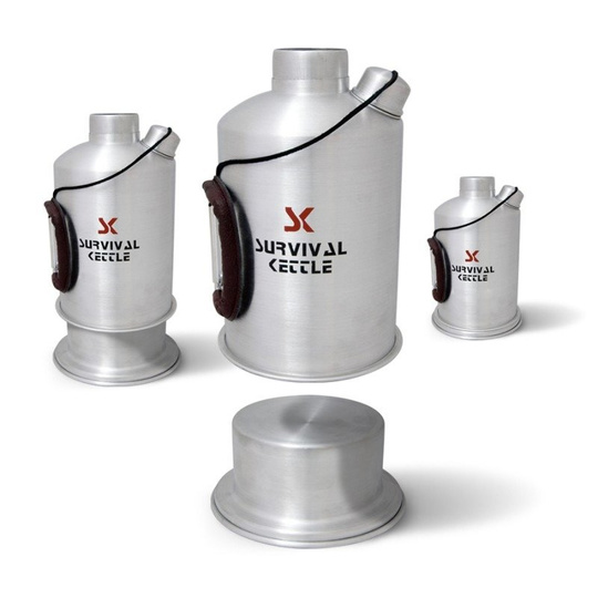 Survival Kettle 1.2 L Silver Camping Kettle Carry Bag Leather Handle