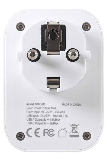 Lifeventure World to Europe Travel Adaptor , USB A, USB C