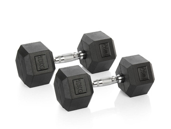 2 x HEXHEAD DUMBBELL HEX 10 KG BLACK HEXAGONAL DUMBBELL