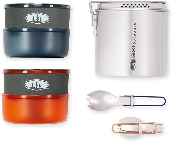 GSI Outdoors Glacier Edelstahl Dualist 2-Personen Camping Kochgeschirr-Set