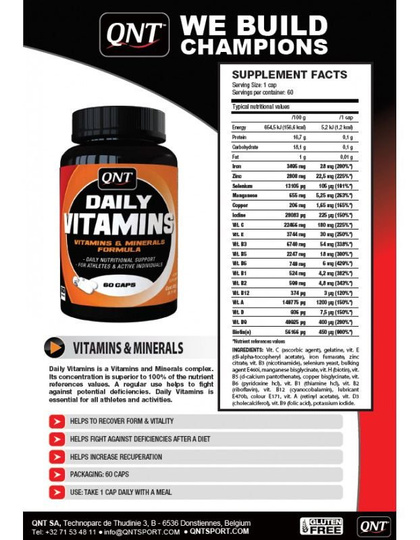 Vitamin supplement QNT DAILY VITAMINS 60 Capsules