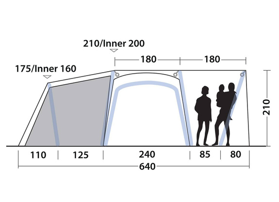 5 Personen Zelt Outwell Oakdale 5PA - Grün Camping Zelt Kuppel - Tunnelzelt