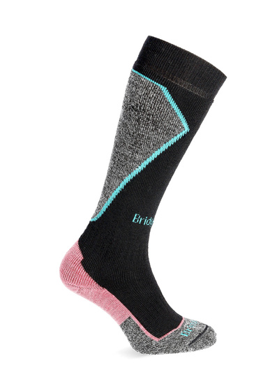 Damen Skisocken Bridgedale Ski Mid+ Merino P Pattern - schwarz/koralle