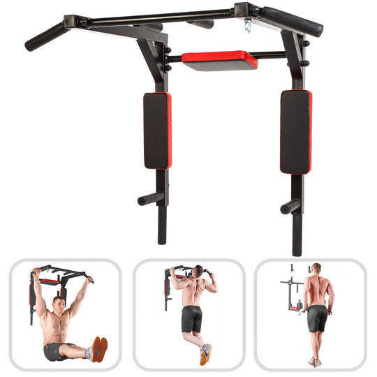 Pull Up Bar Dip Bar 2in1 Wall Mounted Home Gym Cross Fit Multi Grip Steel