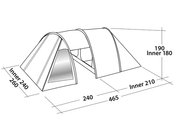 Easy Camp 4 Personen Zelt Tunnelzelt Galaxy 400 dunkelblau/grau Campingzelt