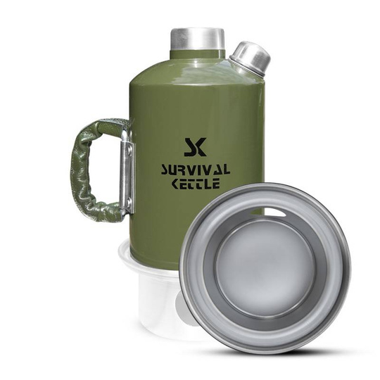 Survival Kettle Green aluminum travel kettle + steel stove