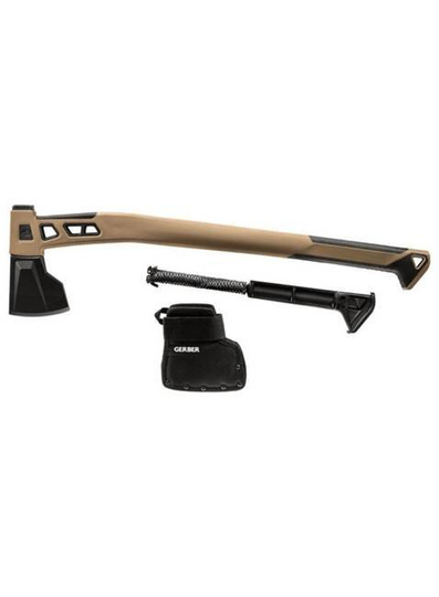 Gerber Camping- und Outdoor-Axt, Inklusive Holster, Mit Paracord und Staufach, Bushcraft Axe, Gehärteter Stahl mit PTFE Beschichtung, Braun