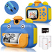 Kids Camera, Print Camera for Kids, 1080P HD Video Camera with 2.4 Inch Screen, Instant Camera, Black and White Photo Camera with 16 GB SD Card and 3 Rolls of Printing Paper