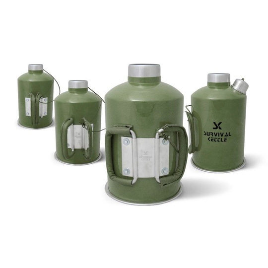 Survival Kettle 1.2 L Green Camping Kettle Carry Bag Leather Handle