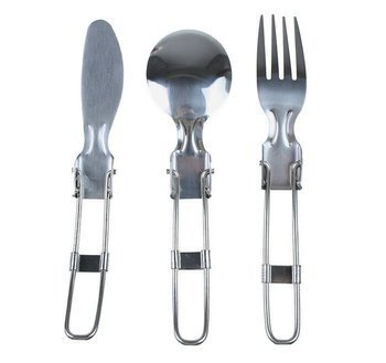 Camping Besteck Rockland Set 3pc aus Edelstahl Klappbares Outdoor Besteckset
