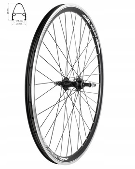 Rear wheel 27.5" black tapered rim, black aluminum hub, nut sealed bearings, black spokes