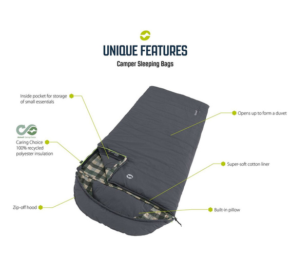 Sleeping Bag Outwell Camper (200 cm) R - grey