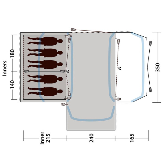 5 Personen Zelt Outwell Oakdale 5PA - Grün Camping Zelt Kuppel - Tunnelzelt