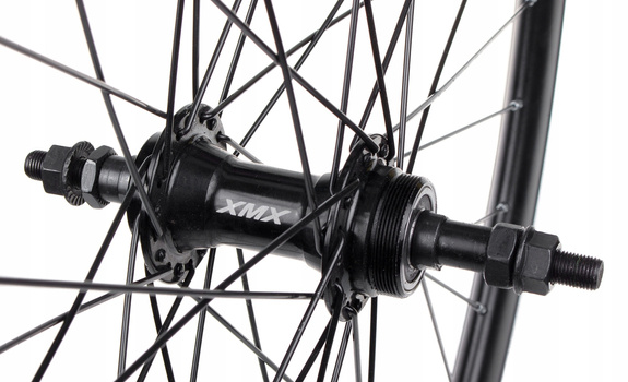 Rear wheel 27.5" black tapered rim, black aluminum hub, nut sealed bearings, black spokes