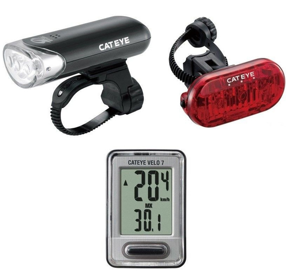 Fahrrad Beleuchtung Set Vorder und Rücklicht + Fahrrad Computer