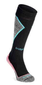 Women's skiing socks Bridgedale Ski Mid+ Merino P Pattern - blk/crl