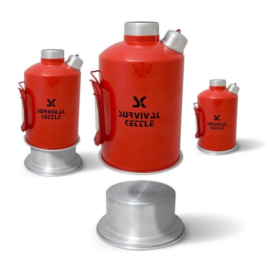 Aluminium-Kocher / Outdoor-Wasserkessel Survival Kettle – rot – Set